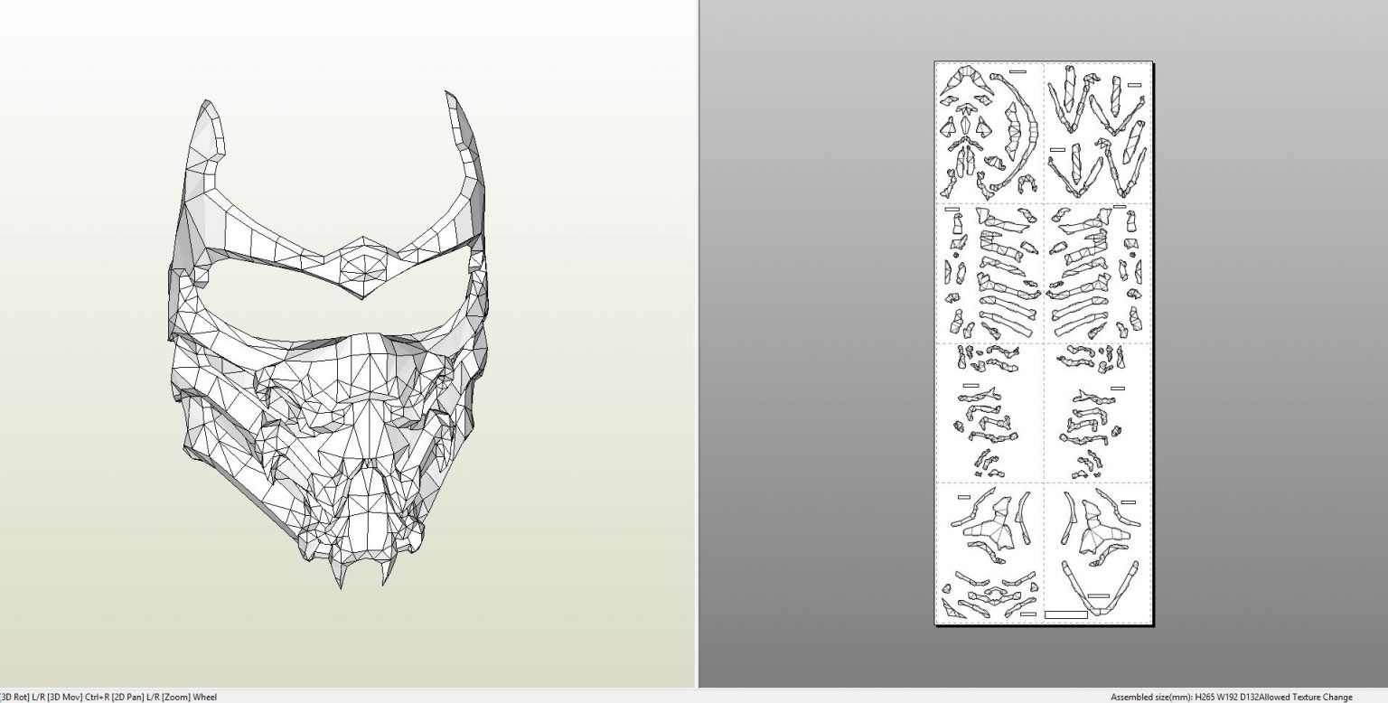 Чертеж маски мортал комбат